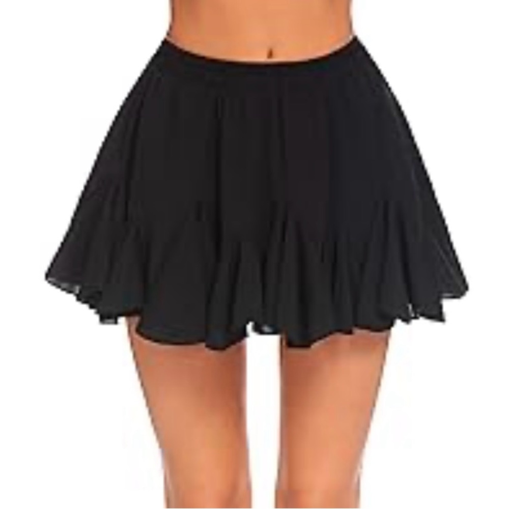H&M Black Mesh High Waisted Ruffle Skirt